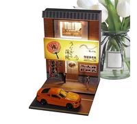 Miniature Houses - House Retirement Decorations, Illuminated Miniature Architectural Model Toy, 1:64 Miniature Restaurant Building Scenes, Corner Restaurant gi