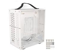 Miniature ITX PC Case Clear Acrylic Small Gaming Computer Case Portable DIY Desktop Case with 360 Degree Open Hollow Design for Airflow for Home Entertainment and Gaming (White)