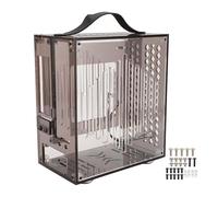 Miniature ITX PC Case Clear Acrylic Small Gaming Computer Case Portable DIY Desktop Case with 360 Degree Open Hollow Design for Airflow for Home Entertainment and Gaming (Black)