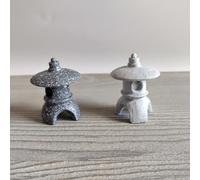 Miniature Japanese Lantern for Tabletop Terrarium, Zen Garden, Fairy Garden, Bonsai Tree Decoration (Twin Pack-Round)