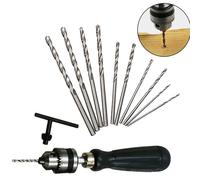 Miniature Keyless Chuck 066mm Aluminium Alloy Portable Craft Drilling Device for Wood Plastic PCB Electronics Assembly Model Making Includes Drill Precision Hand with Drill(10PCS Drill BIT)