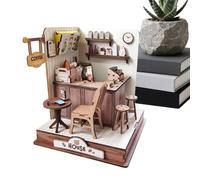 Miniature Kit | 3D Wooden Puzzles for Building a Coffee, Kit for Building a Small House, for Decoration of Shelves and Desk, Birthday Party, Welcome Gift, Bedroom