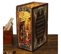 Miniature Kit - Books Insert, Wooden Puzzle, Bookcase Decoration with Body Introduction, Ornament with LED Light, Booking Display for Desk, Biblioth
