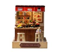 Miniature Kit | Wooden Miniature Puzzles with Light,Leisure Time Small Building House Kit,for Living Room Bedroom Kitchen Office Shelf Entryway Classroom Apartment Christmas Holiday