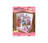 Miniature Kit - Wooden Puzzle 3D Scene Bedroom | Model Building Set for Children Adults Home Desk Bedside Table Birthday Christmas Decoration