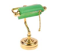 Miniature LED Desk Lamp For 1/12 Scale Dollhouses With Elegant Green Shade And Gold Chain Decoration LED Desk Lamp