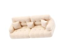Miniature Living Room Sofa Velvet-Look Couch Decor for Doll, A