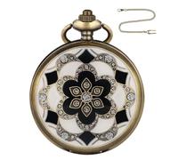 Miniature Metal Dice Set In Pocket Watch Case - Steampunk Style RPG Dice Holder (D20, D12, D10, D8, D6, D4) | Portable Travel Kit With Chain | Retro Bronze Gift (Non-Functional Watch)