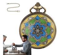 Miniature Metal Dice Set in Pocket Watch Case - Steampunk Style RPG Dice Holder (D20, D12, D10, D8, D6, D4) | Portable Travel Kit with Chain | Retro Bronze Gift (Mt