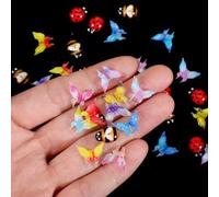 Miniature Micro Resin Ladybug Butterfly Bee Set - 32 Pcs Dollhouse Miniature Flatback Cabochon Bugs, Tiny Figurines for Spring Fairy Garden Terrarium Scrapbook Nail Art Decoration