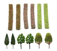 Miniature Model Trees, 9Pcs Shrub Strips & 6Pcs Plastic Scenery for Railway Diorama, Architectural Models and Dollhouse Layouts