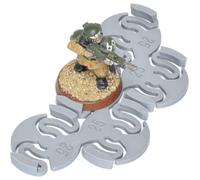 Miniature Mods - Assault Movement Trays - 4 pack - round bases - 5 models in staggered formation - gaming and storage - Grey (25mm)