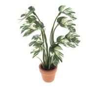 Miniature Monstera, White Motley Resin Potted Plant | Small Artificial Green Leaf Model 45G, This Small Decorative Enhances Realistic Scenes For Home Gardens