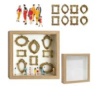 Miniature Museums Silhouetted Box with Gold Photo Frame and Small Figurines for Anniversary Wedding Birthday Home Decors Photo Display