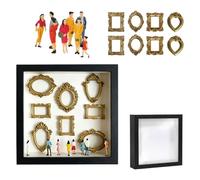 Miniature Museums Silhouetted Box with Gold Photo Frame and Small Figurines for Anniversary Wedding Birthday Home Decors Photo Display