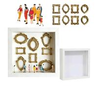Miniature Museums Silhouetted Box with Gold Photo Frame and Small Figurines for Anniversary Wedding Birthday Home Decors Photo Display