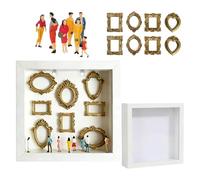 Miniature Museums Silhouetted Box with Gold Photo Frame and Small Figurines for Anniversary Wedding Birthday Home Decors Photo Display