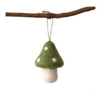Miniature Mushroom Ornaments Set Handmade with Wool Felt for Christmas Tree and Holiday Hanging Decorative Use (F)