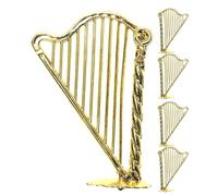 Miniature Musical Harp - Set Of 5 Ornamental Instrument Replicas, Scale Model Craft Decor, Elegant Display Items | Ddollhouse Interior Styling Accessories For Shelves Studios Creative Miniature Scenes