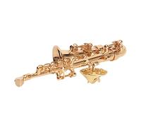 Miniature Musical Instrument Fashion Lapel Brooch Pin, Gold Plating Clarinet Brooch Pin, with Red Velvet Lined Instrument Case, with Gift Box Jewelry for Women Men