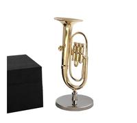 Miniature Musical Instrument Figurines Miniature Brass Alto Horn Model Miniature Tuba Instrument Decoration(5.2cm)