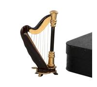 Miniature Musical Instrument Sets Mini Wooden Harp Model Musical Instrument Accessories Cannot Be Played(14cm)