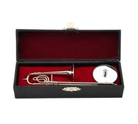 Miniature Musical Instrument Sets Miniature Trombone With Stand And Case Gold Plated Instrument Model Musical Ornaments
