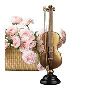 Miniature Musical Instrument Statuettes - Collectable Gold Simulation Statue, Miniature Saxophone and Violin Statuette with Stand, Gift for Musician Collector Living Room Birthday Cab