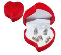 Miniature Nativity Metal Figures in Rose Heart Gift Box Christmas Decoration 0224