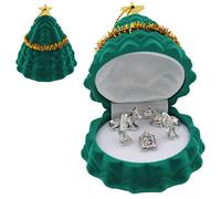 Miniature Nativity Metal Figures in Tree Gift Box Christmas Decoration