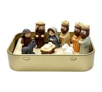 Miniature Nativity Scene, 3D Printed Religious Statue Tin Box, 1.18 Inches