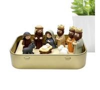 Miniature Nativity Scene - Religious Statues Tin Box | Nativity Figures