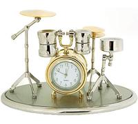 Miniature Novelty Drum Kit Silver & Goldtone Finish Collectors Clock 0470