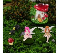 Miniature OFFCUP Fairy Garden Accessories, 7pcs Ornats, Miniature Hedgehogs, Mushrooms and Flowers for Dollhouse Decor (V5-QXWXMGW-7-FBA)