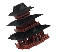 Miniature Pagoda Tower Statue Brown Plastic Stilt House Zen Garden Decor