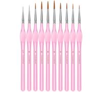 Miniature Paint Brushes,10Pcs Round Pointed Tip Paintbrushes, Micro Detail Paint Brush Set, Triangular Grip Handles Art Brushes Perfect for Acrylic, Watercolor, Oil, Craft (Blush)
