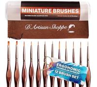 Miniature Paint Brushes Art. Minute Series XII 12pc Fine Detail Paint Brush Set for Model Miniature Painting Kit. Fine Point Small Artist Brushes for Acrylic Painting Oil Watercolor Warhammer 40K