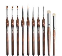 Miniature Paint Brushes Drybrush-10pcs Micro Detail Paint Brush Set,Small Fine Detail Brushes for Acrylics,Watercolors & Paint by Number, Citadel, Figurine, Warhammer 40k, Brown