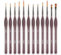 Miniature Paintbrushes, 12PC Model Brushes Micro Detail Paint Brush Set, Small Paint Brushes for Crafts, Fine Detailing for Acrylics, Oils, Watercolors (Brown)