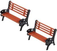 Miniature Park Bench Set 2-Pack - 1:12 Scale Brown Garden Seats with Realistic Detailing, Tiny Park Benches for Dollhouse and Fairy Garden Accessories, Train Platform and Miniature Landscape Décor
