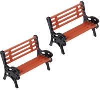 Miniature Park Bench Set 2-Pack - 1:24 Scale Brown Garden Seats with Realistic Detailing, Tiny Park Benches for Dollhouse and Fairy Garden Accessories, Train Platform and Miniature Landscape Décor