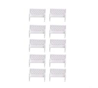 Miniature Park Chair Set 10/100 Pcs, DIY Garden Decor Ornament with White Plastic Benches for Dollhouse Model Scene, S/M/L Sizes Compatible with Terrarium and(S 10PCS)