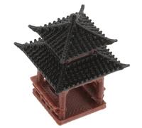 Miniature Pavilion Figurine Plastic Brown Traditional Chinese Architecture