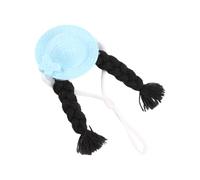 Miniature Pet Costume Hat With Long Braids For Cockatiels Hamsters Soft Woolen Design Photo Party Decoration Soft Small Animal Hat