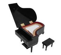 Miniature Piano Model, Wooden Vintage Musical Educational Toy with Music for Adults and Teens Romantic Gift Home Decor (Black)