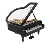 Miniature Piano Musical Box Ornament with Hand Crank for Office | Retro Black Desk Decor, Plastic and Metal Build, Smooth Sound, No Batteries Needed