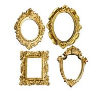 Miniature Picture Frames,4 Pieces Gold Embellishments Set | Geometric Gold Frames | For Bedside Bookshelf DIY Projects Craft Desktop Decoration Photo Props Christmas