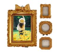 Miniature Picture Frames - 4 Pieces Vintage Irregular Display | Resin Small Frames, Antique Wall Decor, Ornate Tabletop Gallery | Elegant Casing For Shelf Mantel Entryway And Workplace Museum Use