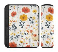 Miniature Pig White Floral Flower 2 pcs car Seatbelt Cushion Release Stress to Your Neck and Shoulders for Van forro para cinturon de seguridad