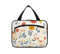 Miniature Pig White Floral Flower Hanging Shaving kit Travel Bag with Hook, Designer Chic Shaving Bag for Men for Travel Essentials Travel bolso Viajero para Mujer L